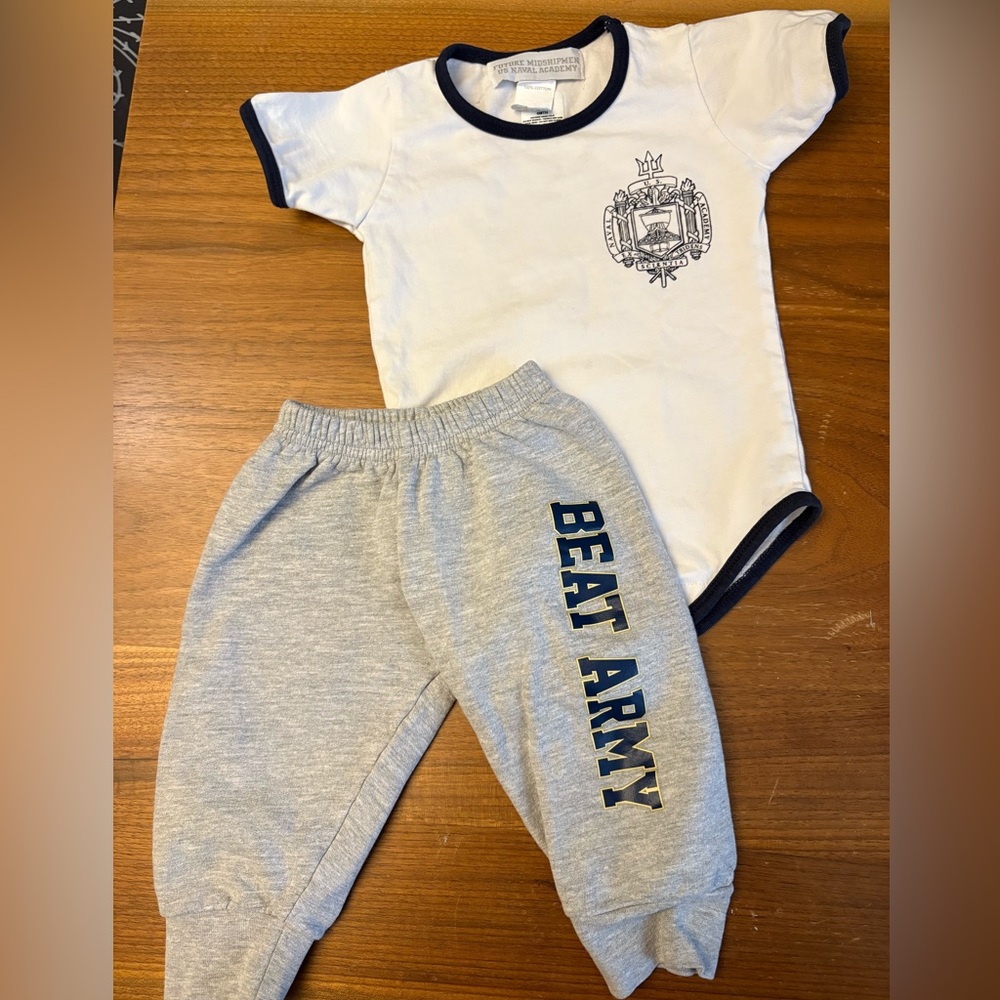 Naval Academy USNA baby set, size 3 mo and 6 mo